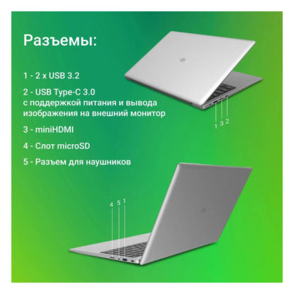 Ноутбук 15.6 дюймов (Intel Pentium 4х ядерный 1,1 ГГц, RAM 4ГБ, SSD диск 128ГБ, Windows 11 Professional)