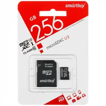 Карта памяти microSDXC на 256 Gb с адаптером