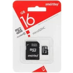 Карта памяти microSD на 16 Гигабайт с SD адаптером