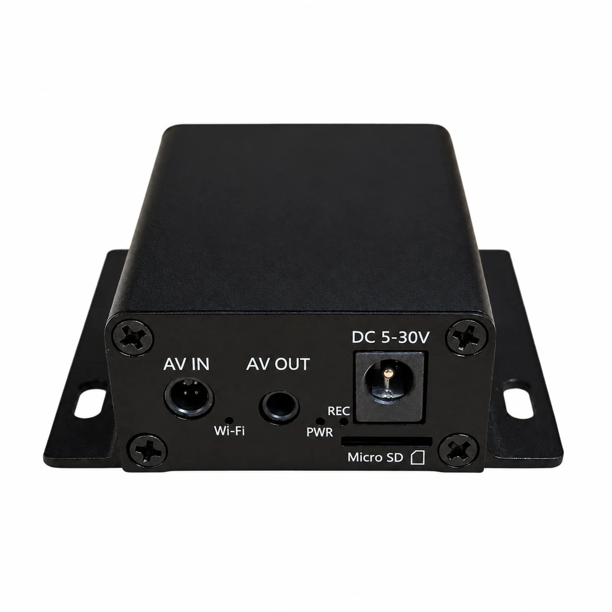 Разъемы AV IN, AV OUT, питания и microSD на Wi-Fi мини-видеорегистраторе